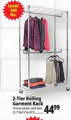 Ocean State Job Lot 2-Tier Rolling Garment Rack offer