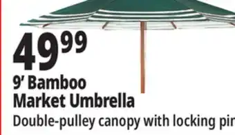 Ocean State Job Lot 9' Bamboo Market Umbrella Striped offer