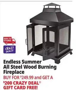 Ocean State Job Lot Endless Summer All Steel Wood Burning Fireplace offer