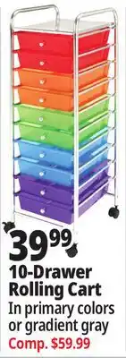 Ocean State Job Lot 10-Drawer Rolling Cart offer