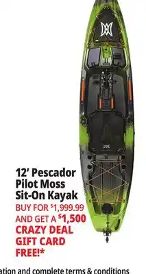 Ocean State Job Lot 12' Pescador Pilot Moss Sit-On Kayak offer
