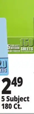 Ocean State Job Lot 5 Subject 180 Ct. Student Notebook offer