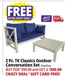 Ocean State Job Lot TK Classics 2 Piece Outdoor Conversation Set Gray/Navy offer