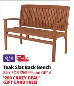 Ocean State Job Lot Teak Slat Back Bench offer