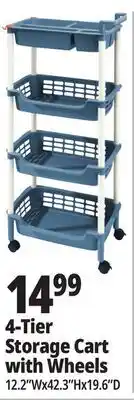 Ocean State Job Lot 4-Tier Storage Cart with Wheels offer