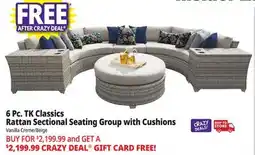 Ocean State Job Lot TK Classics 6-Piece Rattan Sectional Seating Group with Cushions Vanilla Creme/Beige offer
