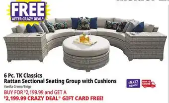 Ocean State Job Lot TK Classics 6-Piece Rattan Sectional Seating Group with Cushions Vanilla Creme/Beige offer