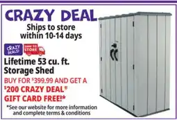 Ocean State Job Lot Lifetime 53 cu. ft. Storage Shed Gray offer