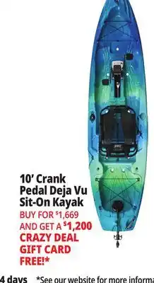 Ocean State Job Lot 10' Crank Pedal Deja Vu Sit-On Kayak offer