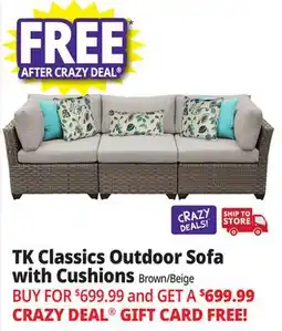 Ocean State Job Lot TK Classics Outdoor Sofa with Cushions Brown/Beige offer