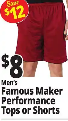 Ocean State Job Lot Men's Famous Maker Performance Tops or Shorts offer
