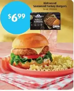 Aldi Kirkwood seasoned turkey burgers offer