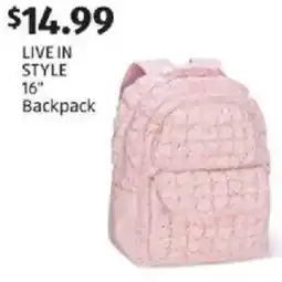 Aldi Live in style 16" Backpack offer