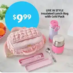 Aldi Live in style insulated lunch bag with cold pack offer