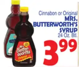Bravo Supermarkets MRS. BUTTERWORTH'S SYRUP offer