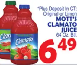 Bravo Supermarkets MOTT'S CLAMATO JUICE offer