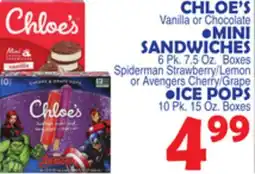 Bravo Supermarkets CHLOE'S OR MINI SANDWICHES,ICE POPS offer