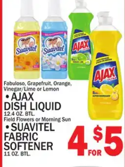 C Town AJAX DISH LIQUID 12.4 OZ. BTL., SUAVITEL FABRIC SOFTENER 11 OZ. BTL offer