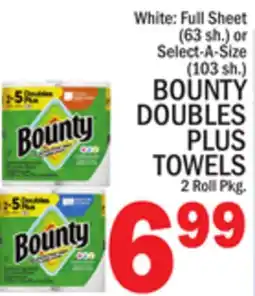 C Town BOUNTY DOUBLES PLUS TOWELS 2 Roll Pkg offer