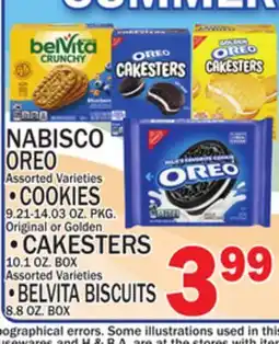 C Town NABISCO OREO COOKIES, 9.21-14.03 OZ. PKG. CAKESTERS 10.1 OZ. BOX BELVITA BISCUITS 8.8 OZ. BOX offer