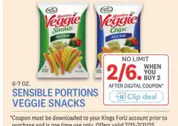Kings Food Markets SENSIBLE PORTIONS VEGGIE SNACKS offer