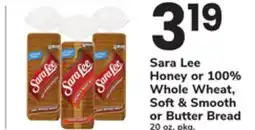 ACME Sara Lee Honey or 100% Whole Wheat, Soft & Smooth or Butter Bread offer