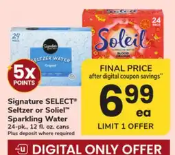 ACME Signature SELECT Seltzer or Soliel Sparkling Water offer