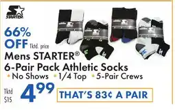 Boscov's Mens STARTER 6-Pair Pack Athletic Socks offer