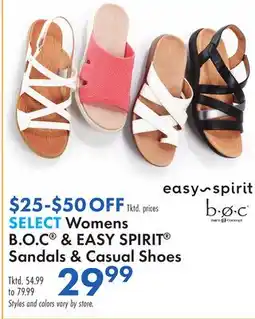 Boscov's SELECT Womens B.O.C & EASY SPIRIT Sandals & Casual Shoes offer