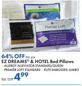 Boscov's EZ DREAMS & HOTEL Bed Pillows offer