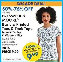 Boscov's PRESWICK & MOORE Basic & Printed Tees & Tank Tops offer