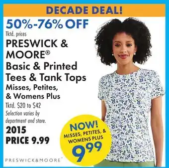 Boscov's PRESWICK & MOORE Basic & Printed Tees & Tank Tops offer