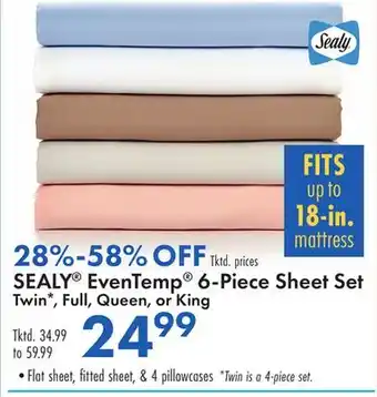 Boscov's SEALY EvenTemp 6-Piece Sheet Set offer