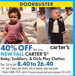 Boscov's NEW FALL CARTER'S Baby, Toddlers, & Girls Play Clothes offer