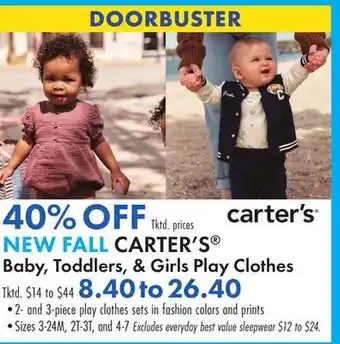 Boscov's NEW FALL CARTER'S Baby, Toddlers, & Girls Play Clothes offer