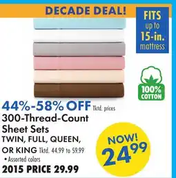 Boscov's 300-Thread-Count Sheet Sets offer