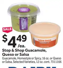Stop&Shop Stop & Shop Guacamole, Queso or Salsa offer