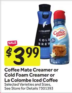 Stop&Shop Coffee Mate Creamer or Cold Foam Creamer or La Colombe Iced Coffee offer