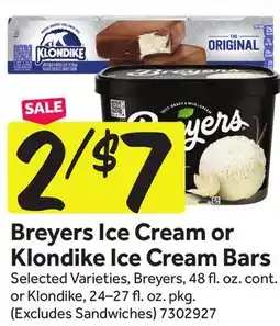 Stop&Shop Breyers Ice Cream or Klondike Ice Cream Bars offer