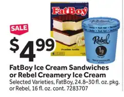 Stop&Shop FatBoy Ice Cream Sandwiches or Rebel Creamery Ice Cream offer
