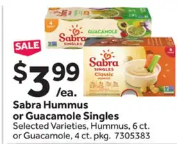 Stop&Shop Sabra Hummus or Guacamole Singles offer