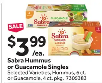 Stop&Shop Sabra Hummus or Guacamole Singles offer