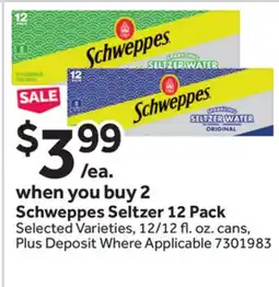 Stop&Shop Schweppes Seltzer 12 Pack offer
