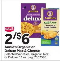 Stop&Shop Annie's Organic or Deluxe Mac & Cheese offer