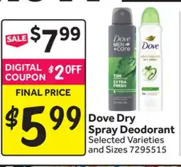 Stop&Shop Dove Dry Spray Deodorant offer
