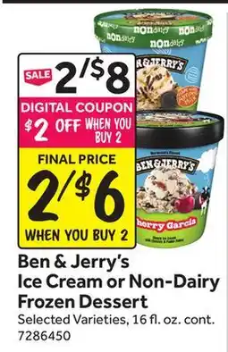 Stop&Shop Ben & Jerry's Ice Cream or Non-Dairy Frozen Dessert offer