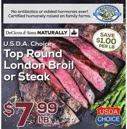 DeCicco & Sons DeCicco & Sons Top Round London Broil or Steak offer