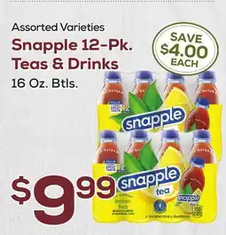 DeCicco & Sons Snapple 12-Pk. Teas & Drinks offer