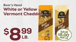 DeCicco & Sons Boar's Head White or Yellow Vermont Cheddar offer