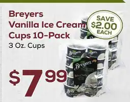 DeCicco & Sons Breyers Vanilla Ice Cream Cups 10-Pack offer